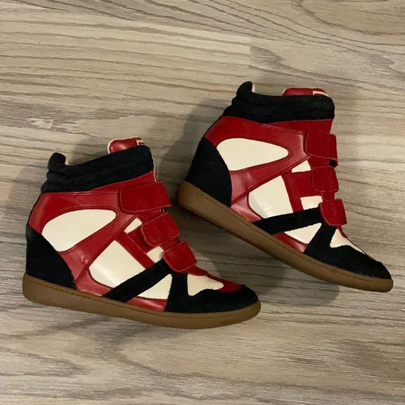 Skechers Shoes - Wedge Velcro Sneakers - Red, Blue & White - SZ 9